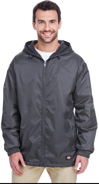 Fleece-Lined Hooded Nylon Jacket