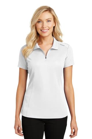 Ladies' Pinpoint Mesh Zip Polo