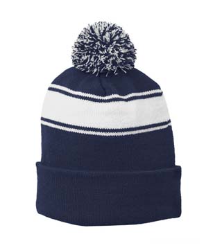 STC28 - Stripe Pom Pom Beanie